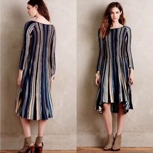 ANTHROPOLOGIE Moth Nora Swing Sweater Dress Striped Long Sleeve Size Small